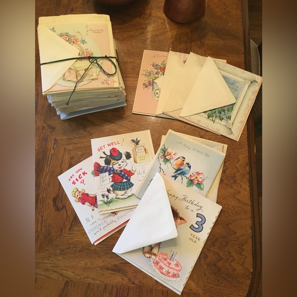 Lot of Vintage ‘40s and 50s Get Well, Happy Anniversary, Birthday Greeting Cards